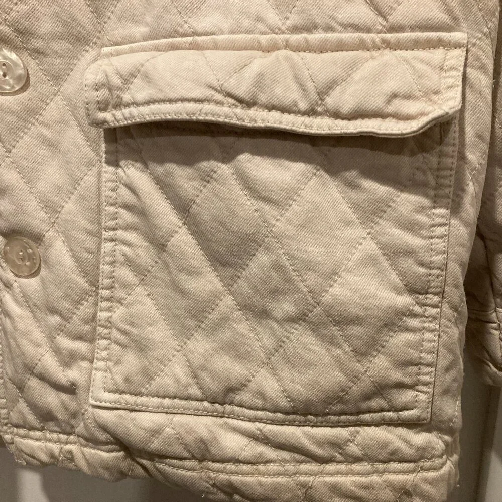 Anthropologie | Oversized Quilted Cream Jacket | Medium - Picture 7 of 14